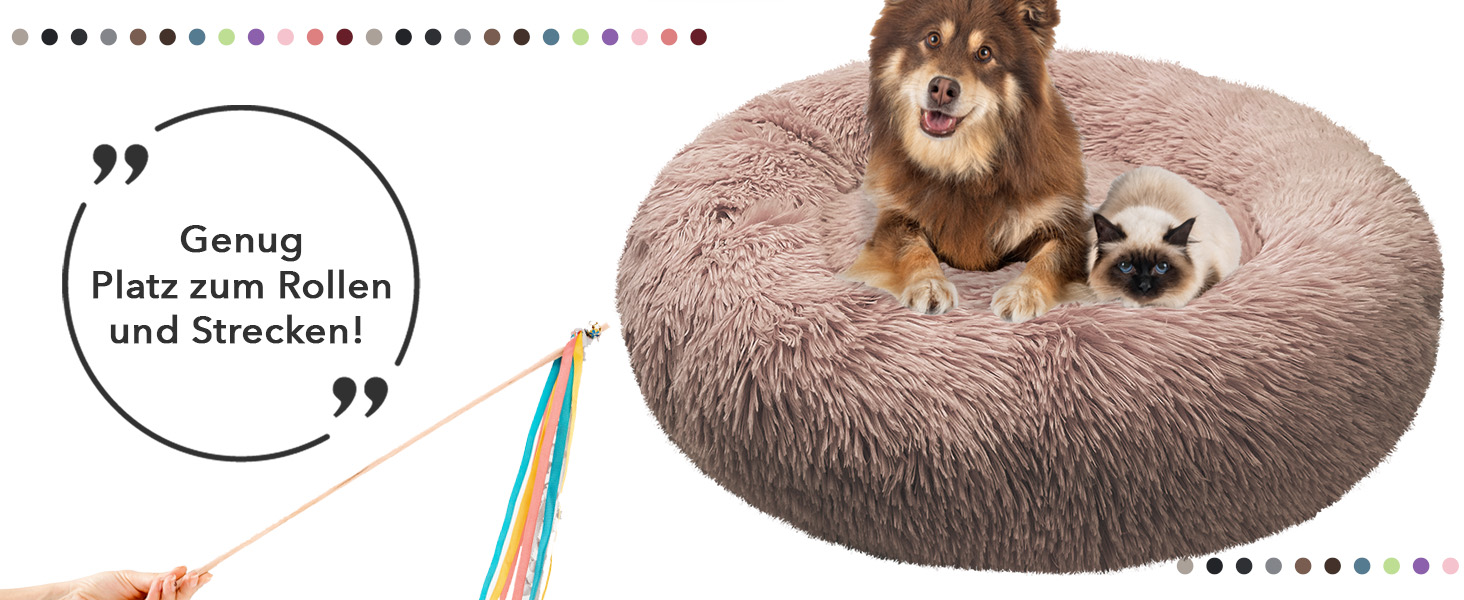 Кругле ліжко для собак середніх порід, 70 см, м'яке пухнасте гніздо, зручне та миється, колір хакі