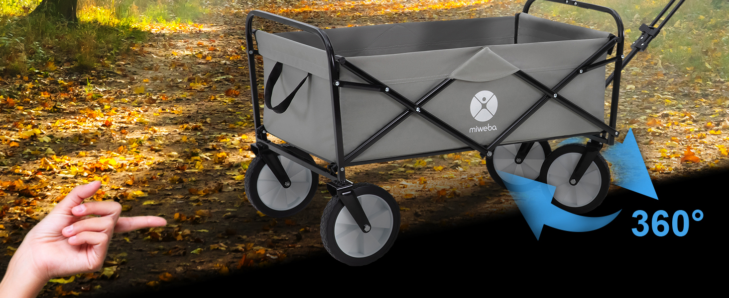 Складаний візок Miweba MB-35 | Вантажопідйомність 120 кг - для дітей, саду, пляжу | Чорний/Темно-сірий