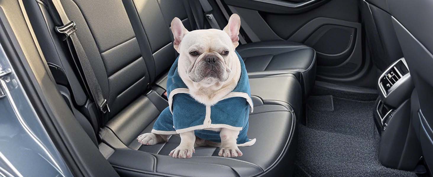 Рушник для собак PETTOM, блакитний, розмір M, мікрофібра, з клямками