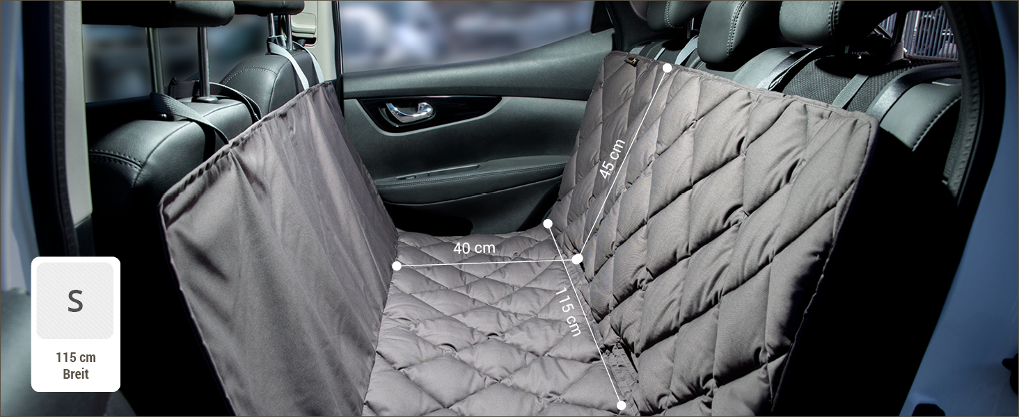 Захисний килимок для собак у машину, на заднє сидіння - міцний, водонепроникний, миється до 95°C, сірий (S, 115 см)