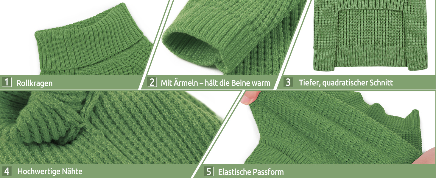 Зелений теплий зимовий пуловер для собак Konvinit, для чихуахуа, такси, бульдога, малих та середніх порід