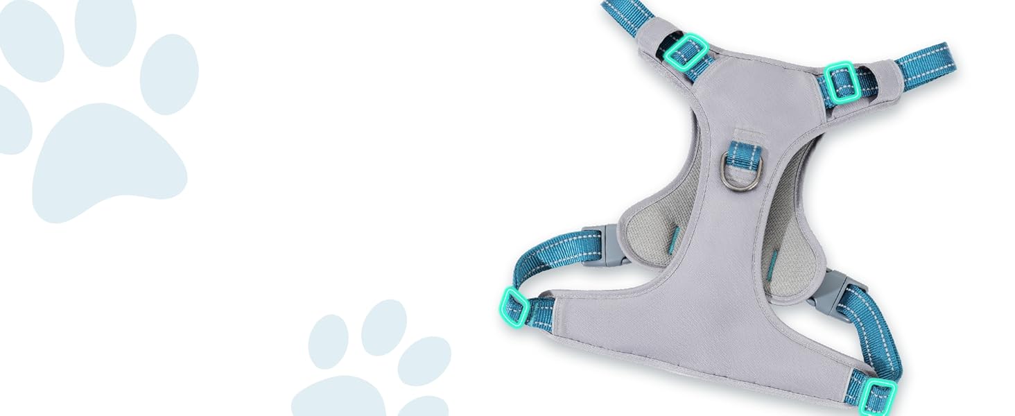 Шлейка для собак Huntboo Anti-Zug, для малих, середніх та великих собак, не тягне, світловідбиваюча, з 2 карабінами, регульована, для тренувань та бігу (M, синій)