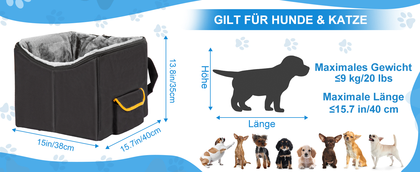 Автомобільний лежак для собак - переноска для собак, чорний, до 9 кг