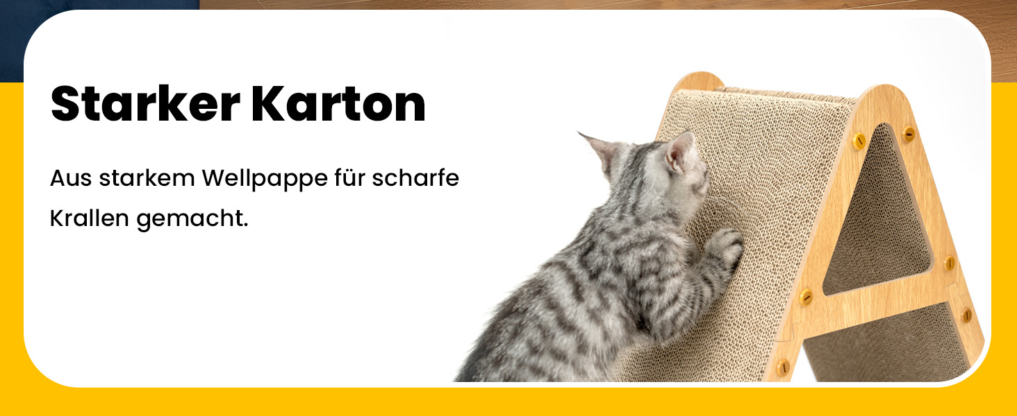Котячий когтетоп з коробкою та 4 змінними шарами когтешорсткого матеріалу - великі когтетопи з міцного гофрокартону, двосторонні когтешорстки з наклейками DIY - місце для відпочинку котів у квартирі, захист меблів (великий, у формі трикутника)