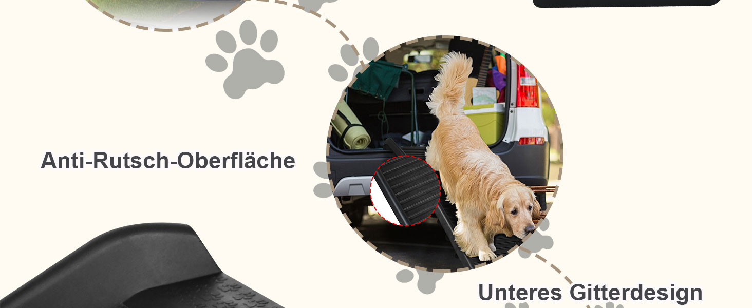 Рампа для собак Hunderampe, складна, антиковзка, до 90 кг, 156x40 см, для SUV, чорна