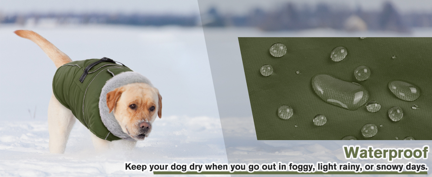 Зимовий теплий жилет для собак великих порід Lelepet: водонепроникна флісова куртка з регульованою блискавкою, армійний зелений, 2XL