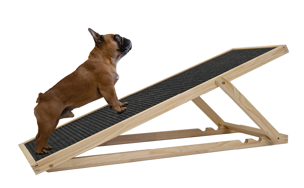 Міцна пандус для собак TRUTZHOLM з соснового дерева, 104x35 см, регульована висота 46/52/56 см, вантажопідйомність 35 кг, м'яка поверхня з фетру, для підйому домашніх тварин