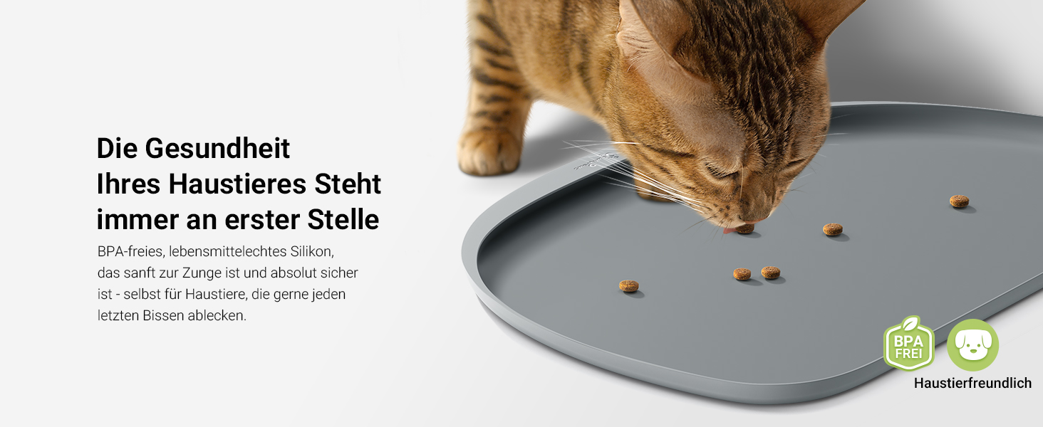 Підкладка під миску для котів DownyPaws, силіконова, 62 x 43 см, сіра. Захист від розливу води та корму, легко миється, BPA-free