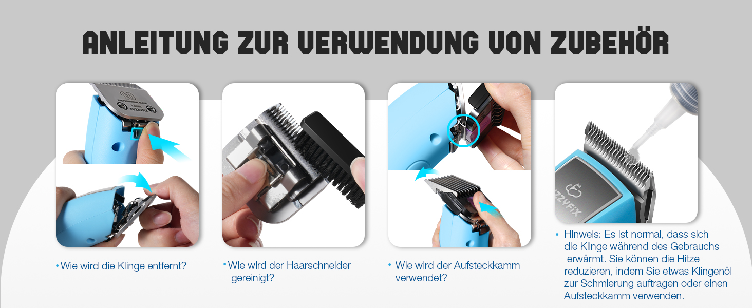 Професійна машинка для стрижки собак FuzzyFix: 2 швидкості, ергономічний дизайн, для собак та котів, стрижка густого, довгого та кучерявого хутра, блакитна