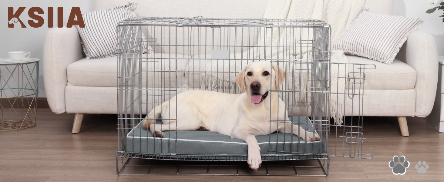 Ортопедичне ліжко для собак KSIIA, великі породи, 104x68x8 см, знімний матрац, миється, сіре