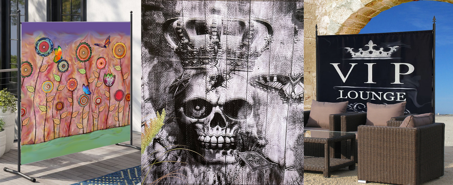 Ширма QUICK STAR з тканини, 180 x 178 см, Skull - для дому, саду, балкону