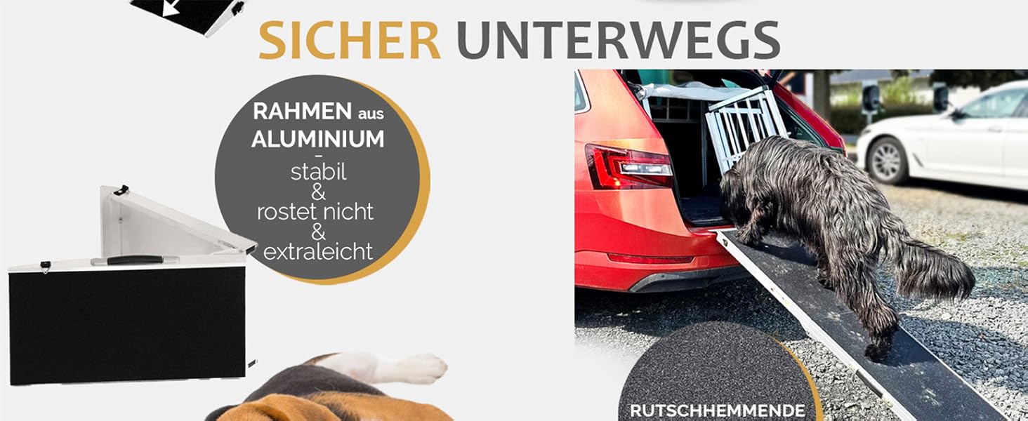 Рампа для собак Petigi: пандус у багажник авто, складна, алюміній, довжина 213 см