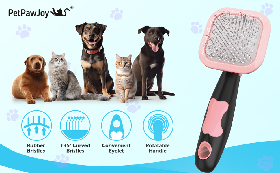 Щітка для собак PETPAWJOY: видалення шерсті, масаж, для малих порід, цуценят, Yorkie, Пудель, кроликів, котів, рожева