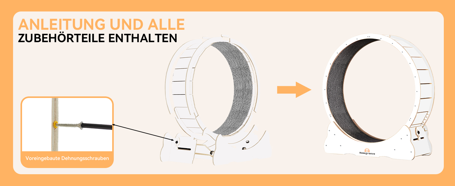 Катання для котів Homegroove, 113 см - біле, XL. Бігове колесо для котів знімним килимком для схуднення та здоров'я