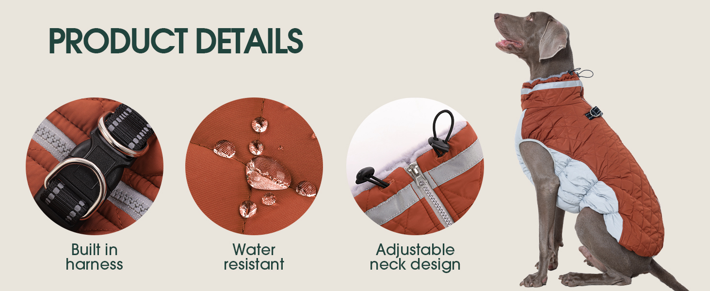 Водонепроникна куртка для собак великих порід Kuoser, тепла зимова жилетка для собак, чорна, XL