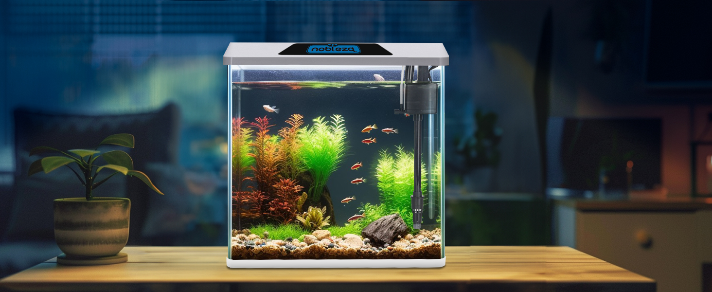 Акваріум Nobleza 54L Комплект: нано-акваріум з LED-підсвічуванням та фільтром, білий