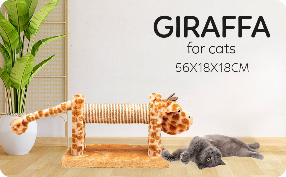 Дряпак для котів з сизалю та плюшу у формі панди, 56 x 18 x 18 см (Оранжевий)