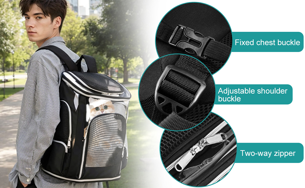 Рюкзак для тварин: переноска для собак та котів, до 9 кг, з сіткою та мискою, чорний