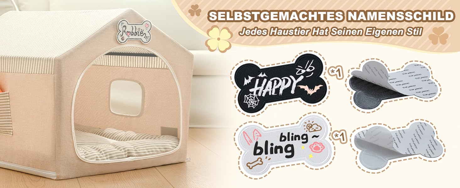 Будка для собак Jiupety, внутрішня, розкладна, для собак 4-9 кг, розмір M, 43x43x43 см, бежева