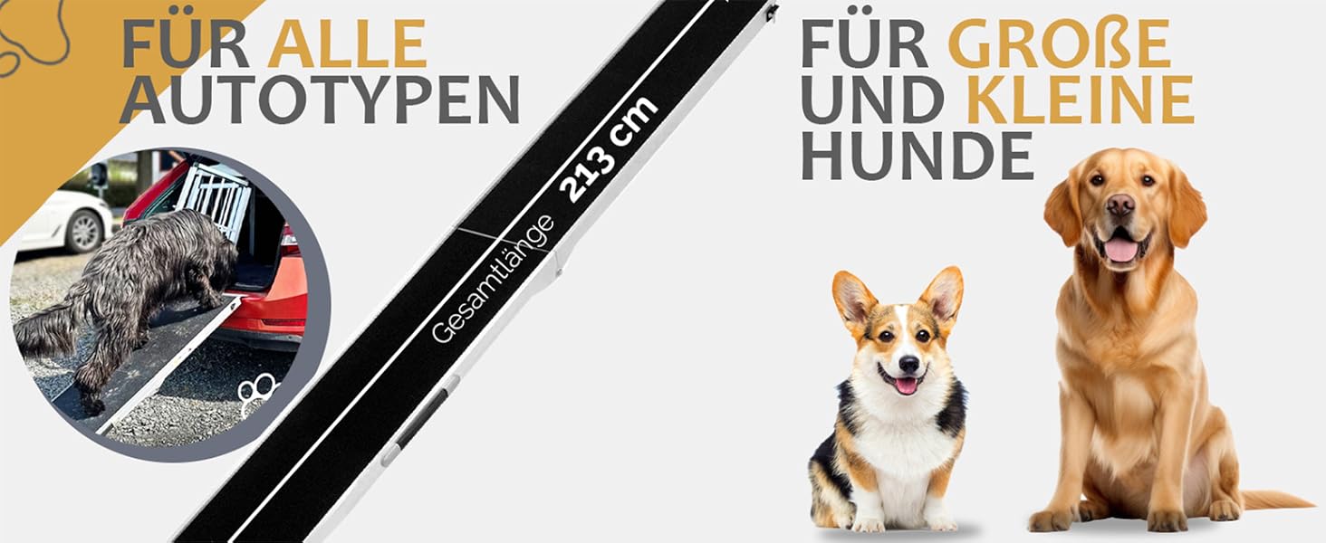 Рампа для собак Petigi: пандус у багажник авто, складна, алюміній, довжина 213 см