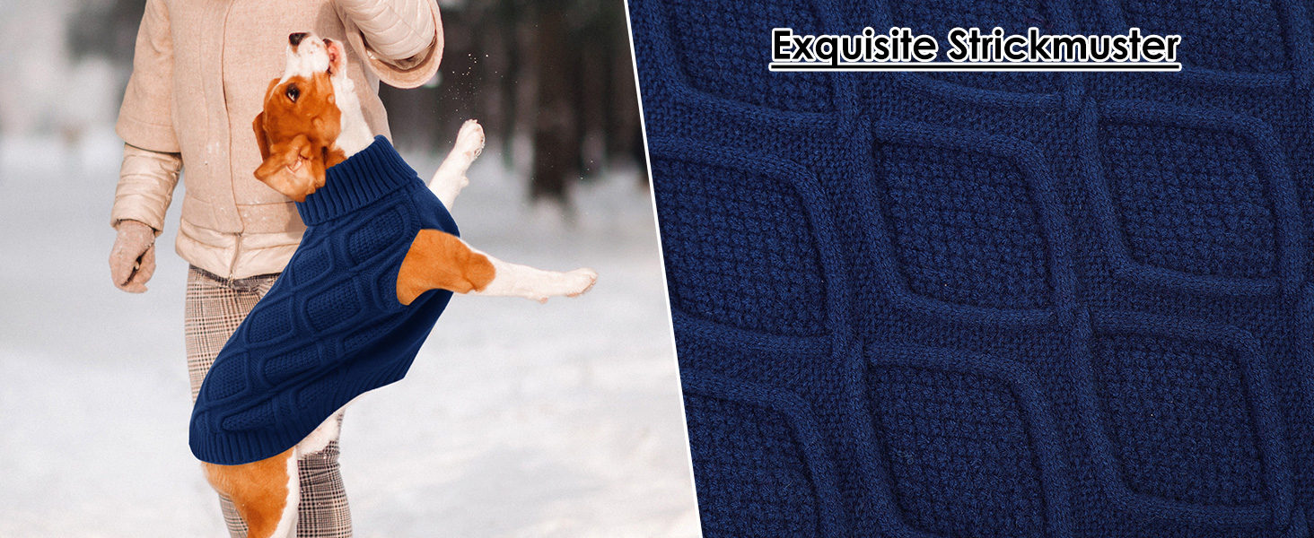 Світер для собак Konvinit, великі породи, зимовий, теплий, блакитний. XS-2XL, для Чихуахуа до Лабрадора, також для Такс. Об'єм грудей L: 53 см