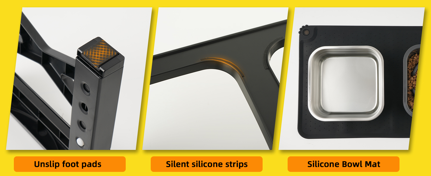 Підвищена годівниця для собак, регульована висота, великі породи - 1400 мл, миска з нержавіючої сталі & 1100 мл миска протиковзаюча, туристична миска та підкладка - годівниця з протиковзким покриттям для середніх/великих собак