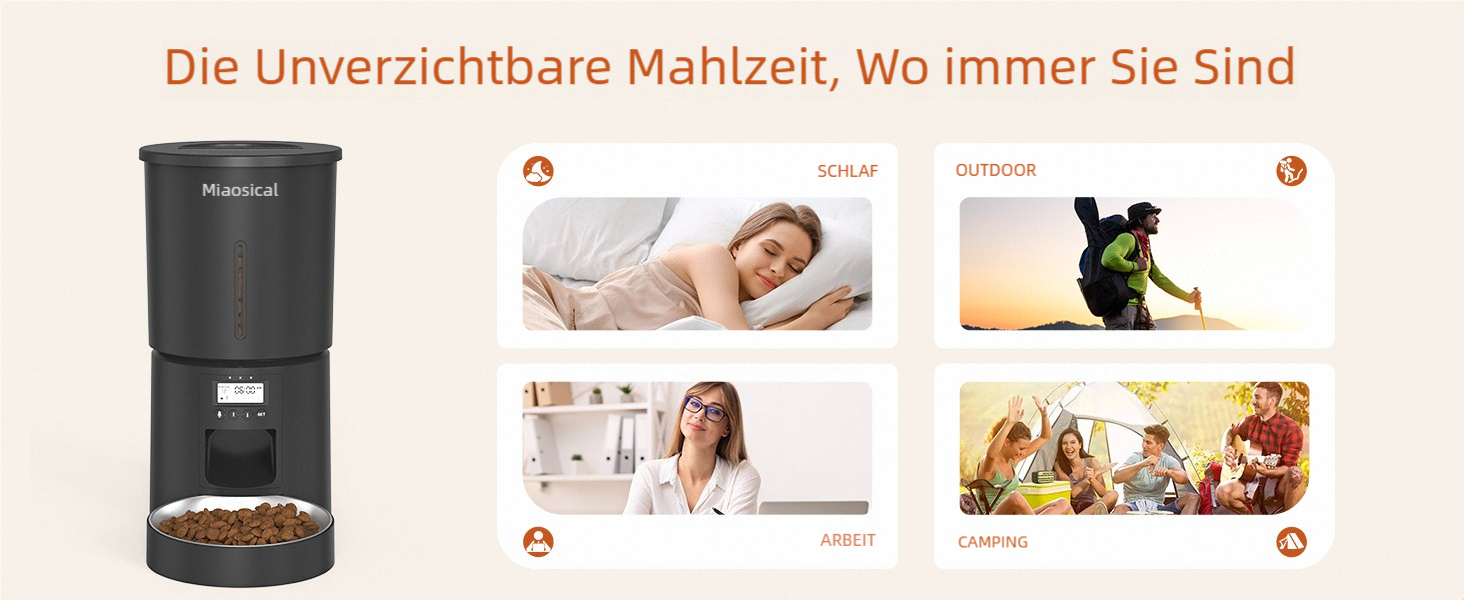 Автомат годівлі для котів 4.2L з програмуванням, з окремою мискою, подвійне живлення, 6 прийомів їжі на день (Чорний), миска з нержавіючої сталі