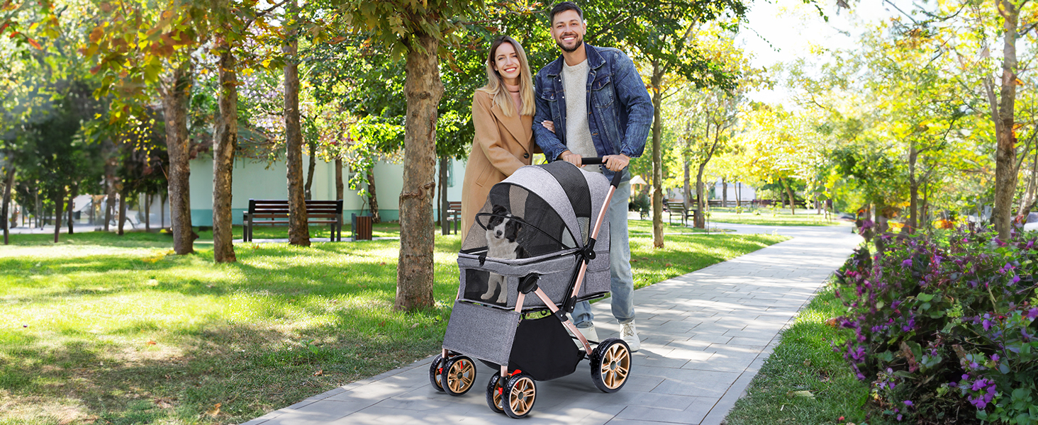 Візок для собак та котів YITAHOME, складаний, до 22 кг, сірий