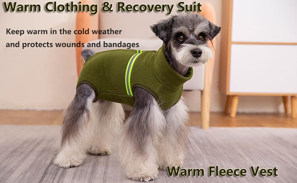 Теплий зимовий пуловер для собак з флісу та світловідбиваючою жилеткою (зелений, XXL)