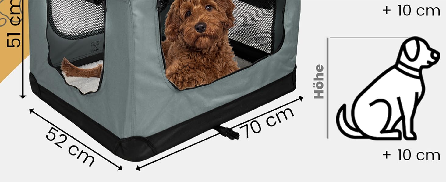 Складана переносна переносна сумка-переноска для собак та котів Petigi (Сірий, L 70x52x51 см)