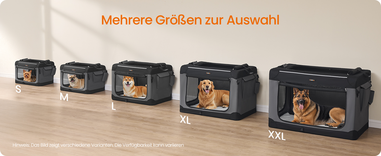 Клітка для собак Feandrea, 50x35x35 см, складана переноска для маленьких собак, чорна, з місткістю для води та корму