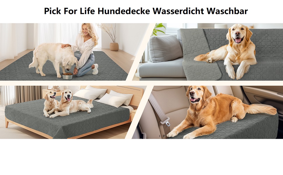 Водонепроникний килимок для собак Dokeno - двосторонній, м'який, для великих та маленьких собак/кішок, захист для дивану, ліжка та авто, придатний для прання (132 x 213 см)