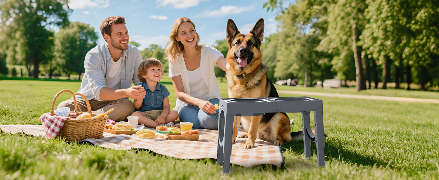 Набір мисок для собак X-BEN 3-в-1: миска для води з захистом від пролиття 1.4L, миска від захлипування 1L, годівниця з 5 рівнями регулювання висоти, для середніх та великих собак, антиковзаюча, сіра