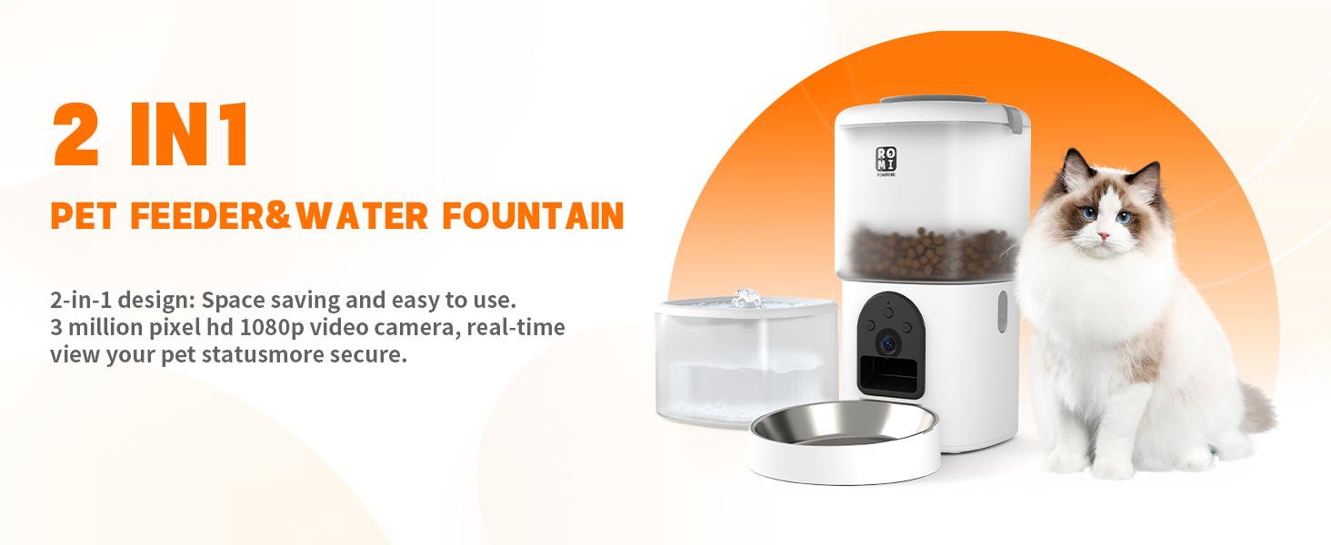 Автоматичний годівник для котів Romiromi з Wi-Fi, 4.5L, сталевий миска