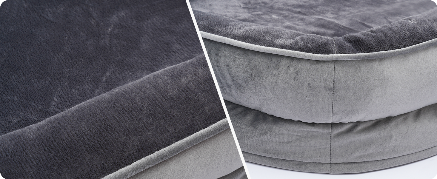 Ортопедичне ліжко для собак, собаче ліжко-софа з валиком для шиї, кошик для собак з неслизьким дном, знімне та пральне, для великих собак, 122 x 90 x 19 см, темно-сірий