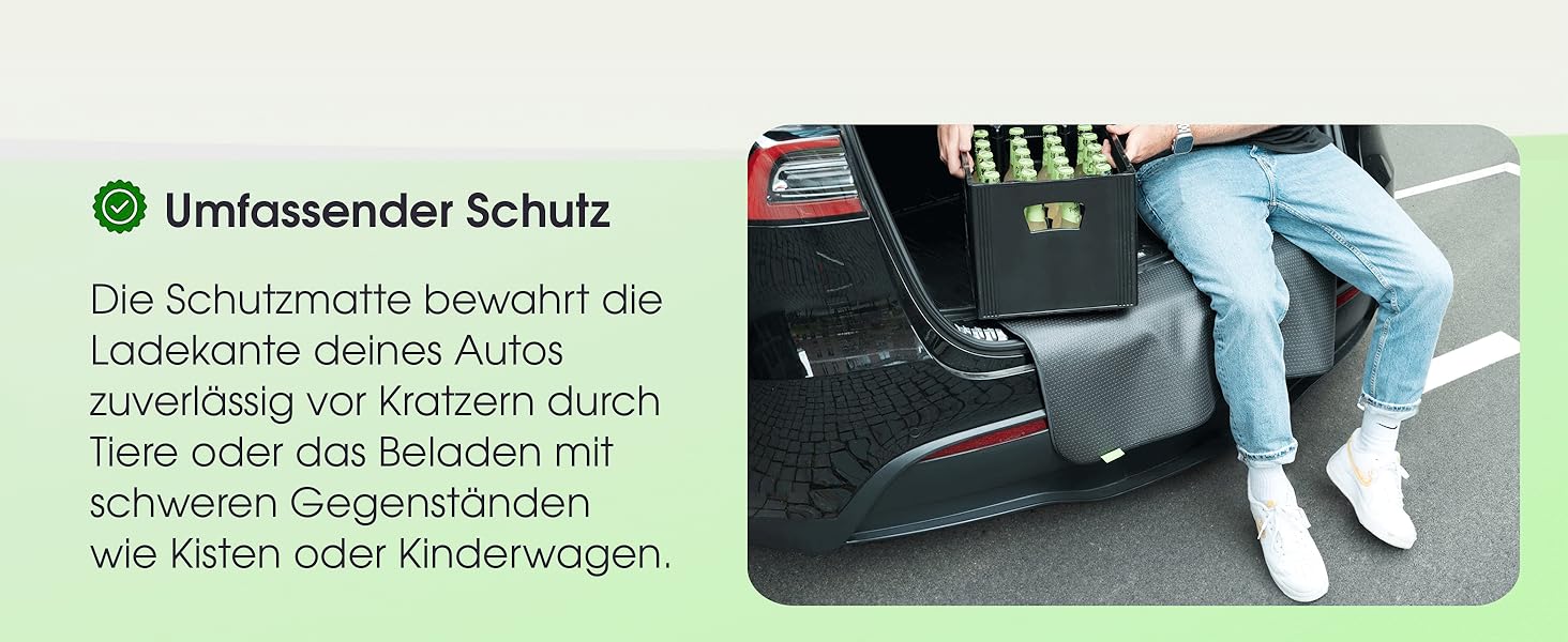 Захист краю багажника - Made in Germany, міцний захист краю багажника при завантаженні/розвантаженні, з кріпленням на липучках, 80 x 60 см, аксесуар для авто