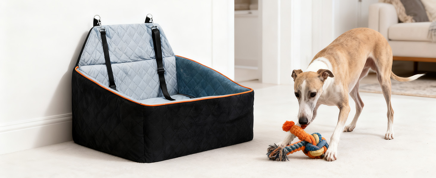 Автокрісло для собак великих та середніх порід до 45 кг, знімне та миється, з безпечними лініями та антиковзною основою для заднього сидіння автомобіля