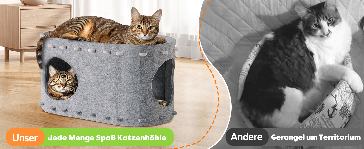 Кігтеточка-будиночок для котів Solview з фетру, сіра, 58x33x30 см