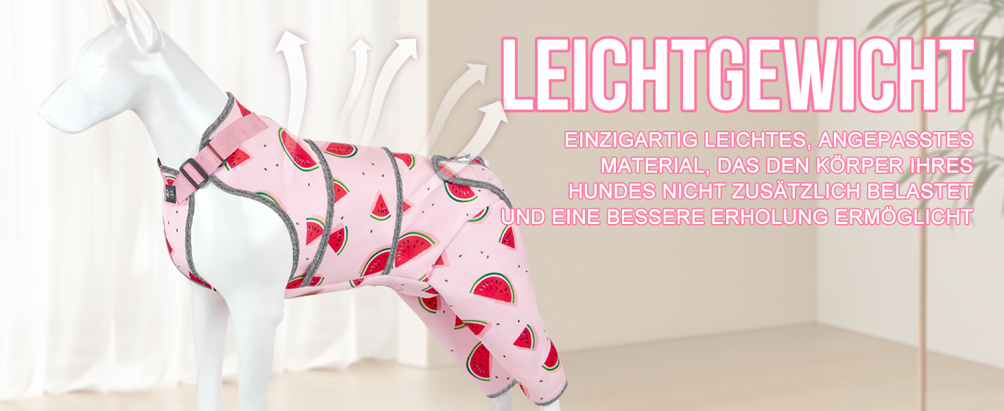 Комбінезон для собак після операції, дихаючий, для передніх лап, рожевий, XS (довжина спини 27-32 см, довжина лап 15 см)