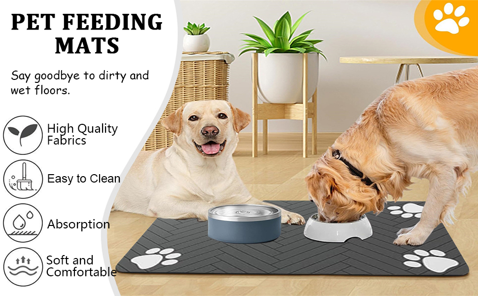 Килимок для годівлі котів та собак, супер вбираючий, неслизький, 40 x 60 см (темно-сірий)