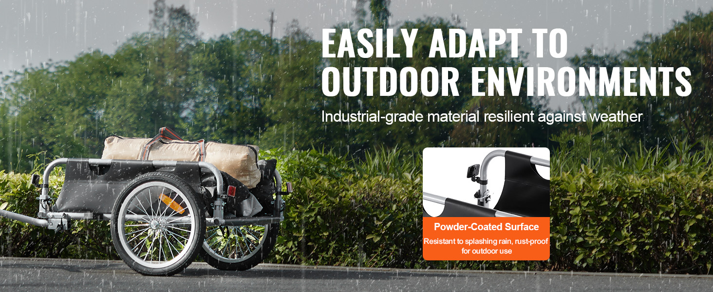 VEVOR Причіп для велосипеда, вантажопідйомність 88/100/72,6 кг, складаний, компактний, з універсальною муфтою, алюмінієвий каркас