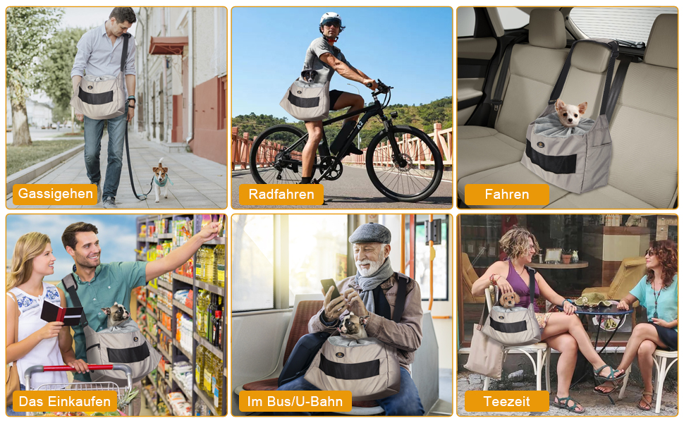 Сумка-переноска для собак Ownpets, сіра, до 6 кг, з регульованим ременем та кишенями, 42x25x14 см