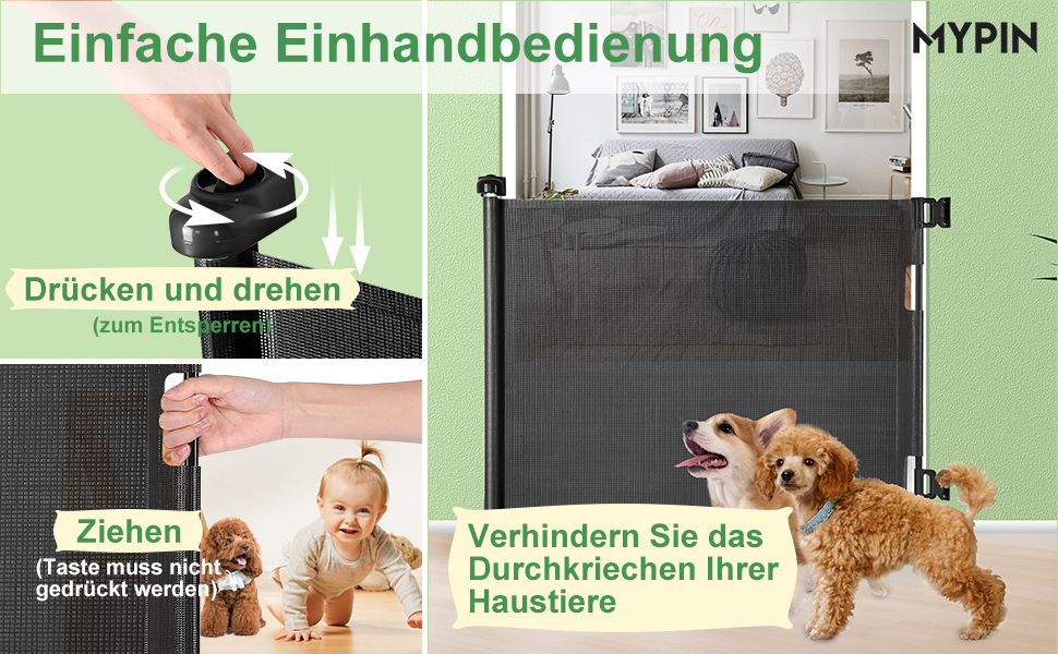 Захист для дверей MYPIN - висувна сітка, 0-140 см. Захист для собак, дітей. Чорний колір.