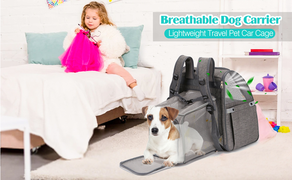 PETCUTE Рюкзак для собак та котів, дихаючий, з внутрішнім ремінком безпеки, розкладний, з бічними кишенями, для маленьких собак та котів, червоний