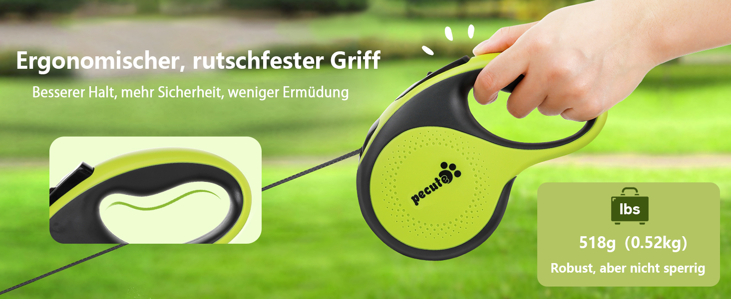 Рулетка для собак Pecute 8м з LED-підсвічуванням, 360° без перекручування, для собак до 50 кг