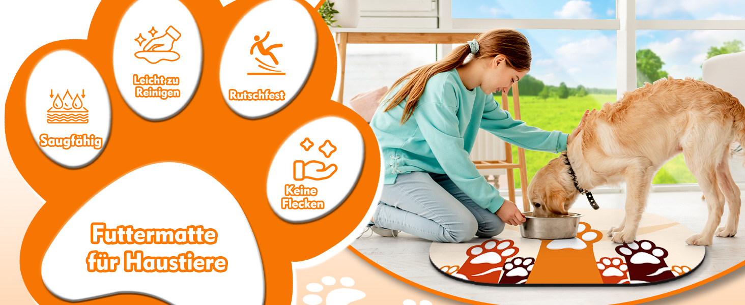 Підкладка під годівницю для собак, вбираюча, 61x40.5 см, нековзна, з гумовою основою, бежева, Paw