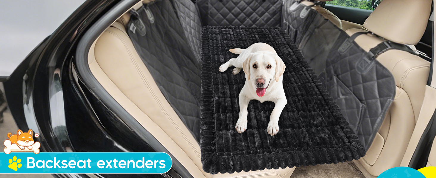 Лоїон Лежанка для собак в авто, килимок на заднє сидіння, м'яка підстилка для собак, захисний чохол, 127x62,5x2,5 см (Чорний)