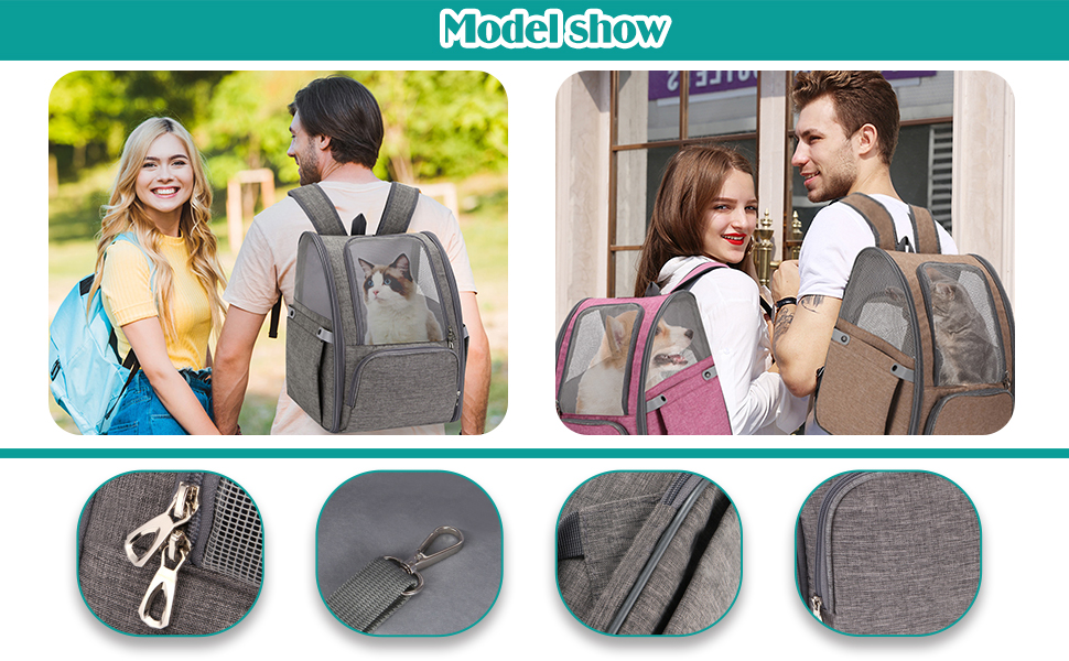 PETCUTE Рюкзак для собак та котів, дихаючий, з внутрішнім ремінком безпеки, розкладний, з бічними кишенями, для маленьких собак та котів, червоний