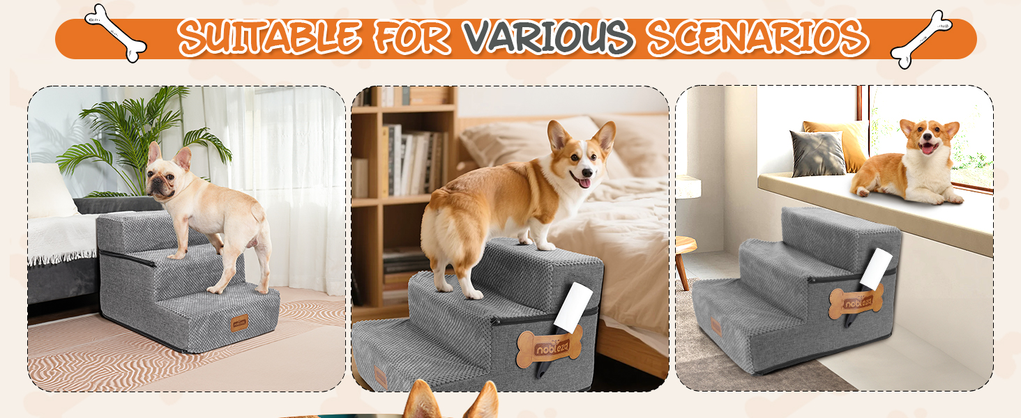 Сходинка для собак Nobleza, рампа для тварин, 3 сходинки, для собак та котів, під ліжко/софу