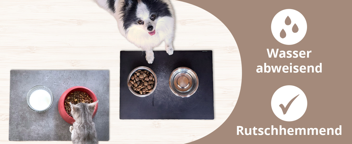 Підстилка для собак та котів 60x40 см – вінілова кормова підстилка з металевим покриттям, міцна, зносостійка, неслизька та водовідштовхувальна – Made in Germany